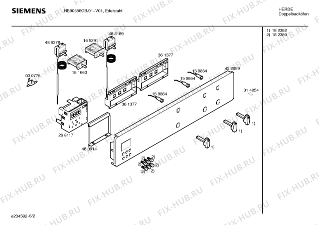 Схема №1 HB90556GB с изображением Панель управления для плиты (духовки) Siemens 00432959