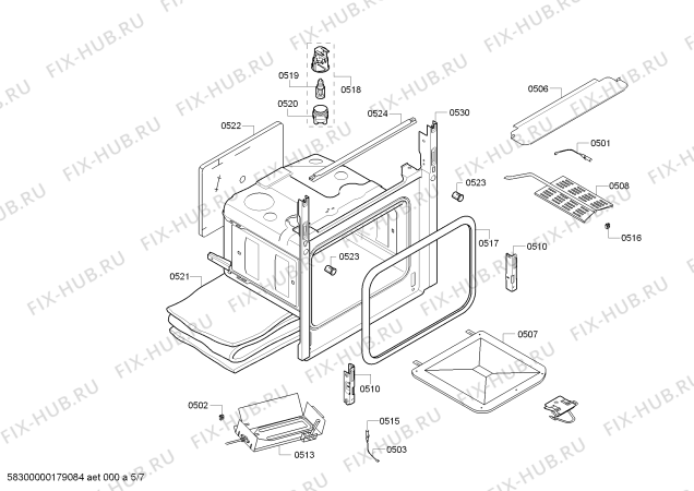 Взрыв-схема плиты (духовки) Bosch HGG223153P - Схема узла 05