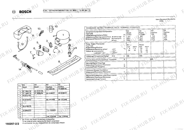 Взрыв-схема холодильника Bosch 0700364175 KG3600L - Схема узла 02