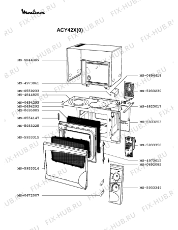 Взрыв-схема микроволновой печи Moulinex ACY42X(0) - Схема узла 2P002041.4P2