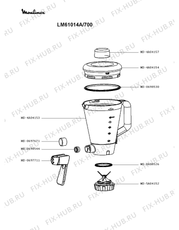 Взрыв-схема блендера (миксера) Moulinex LM61014A/700 - Схема узла KP003432.8P2