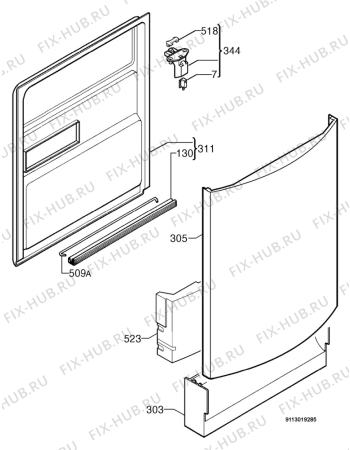 Взрыв-схема посудомоечной машины Arthurmartinelux ASF6175 - Схема узла Door 003