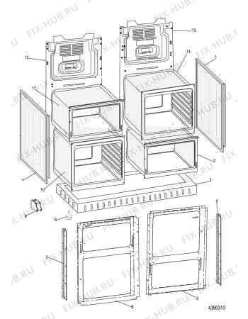 Взрыв-схема плиты (духовки) Hotpoint EG1000GX (F053960) - Схема узла