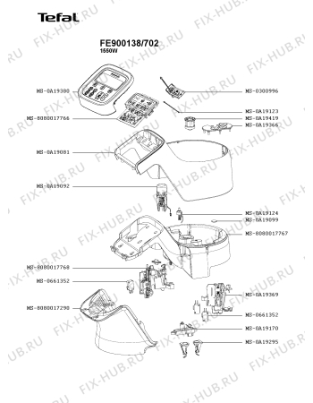Схема №2 FE900138/701 с изображением Корпусная деталь для электрокомбайна Tefal MS-8080017290