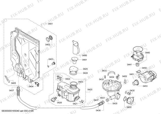 Взрыв-схема посудомоечной машины Bosch SMS86L02DE Exclusiv - Схема узла 04
