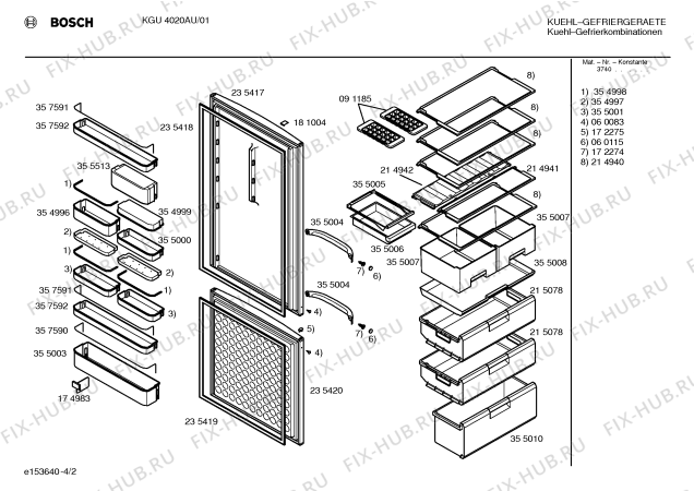 Взрыв-схема холодильника Bosch KGU4020AU - Схема узла 02