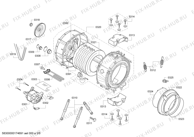 Взрыв-схема стиральной машины Bosch WAQ24378EE Avantixx 8 - Схема узла 03