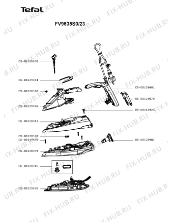 Схема №1 FV9635S0/23 с изображением Рукоятка для электропарогенератора Tefal CS-00129681