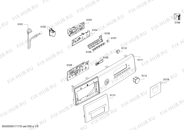 Схема №1 WM12B261DN IQ100 с изображением Наклейка для стиралки Siemens 00629168