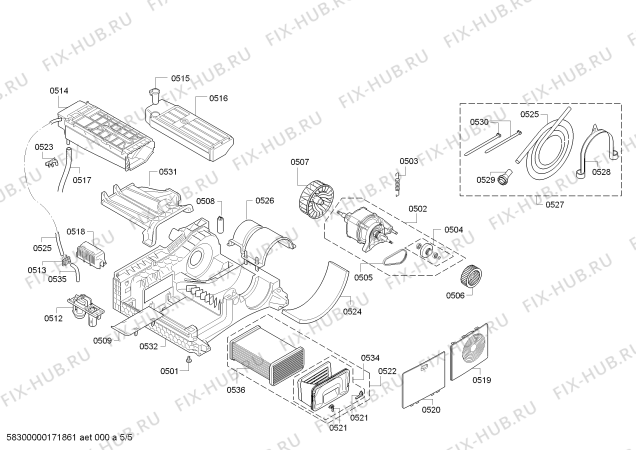 Схема №1 WT44E373DN IQ 500 с изображением Вкладыш для сушилки Siemens 00629227