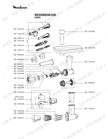 Взрыв-схема мясорубки Moulinex ME658B38/350 - Схема узла OP004444.8P2