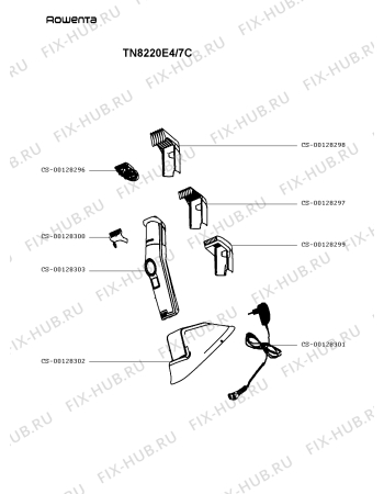 Схема №1 TN8220C4/7C с изображением Часть корпуса для электрофена Rowenta CS-00128302