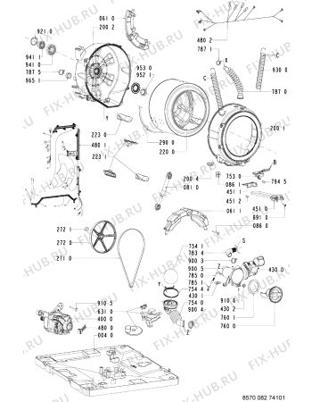 Схема №1 AWM 8700-ROK с изображением Ручка (крючок) люка для стиралки Whirlpool 481249878716