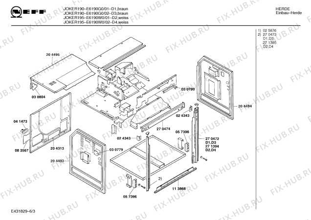 Схема №4 E6190G0 JOKER 190 с изображением Панель для плиты (духовки) Bosch 00272813