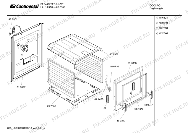 Взрыв-схема плиты (духовки) Continental FEF44F25ED - Схема узла 03