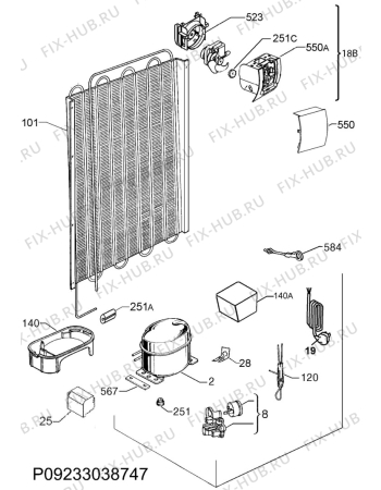 Взрыв-схема холодильника Electrolux ERC3214AOW - Схема узла Cooling system 017