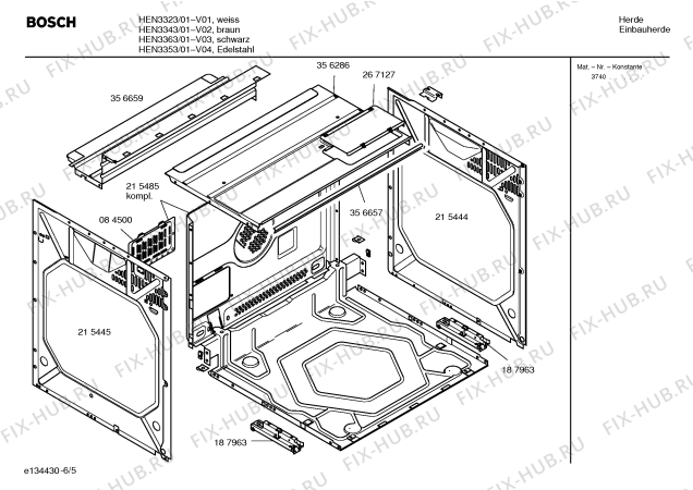 Взрыв-схема плиты (духовки) Bosch HEN3353 - Схема узла 05