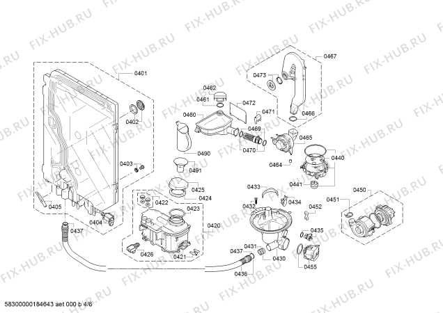 Взрыв-схема посудомоечной машины Bosch SMU65M02SK Super Silence - Схема узла 04