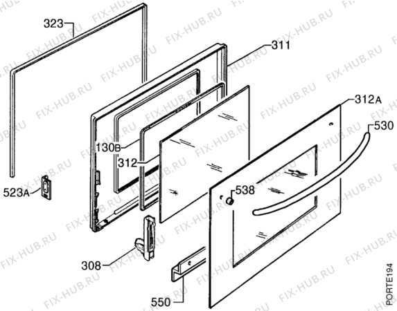 Взрыв-схема плиты (духовки) Zanussi ZBM762X1 - Схема узла Housing 001