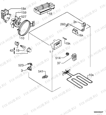Взрыв-схема плиты (духовки) Moffat MSF615X - Схема узла Electrical equipment 268
