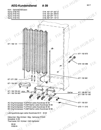 Взрыв-схема холодильника Aeg S3102KG - Схема узла Refrigerator cooling system