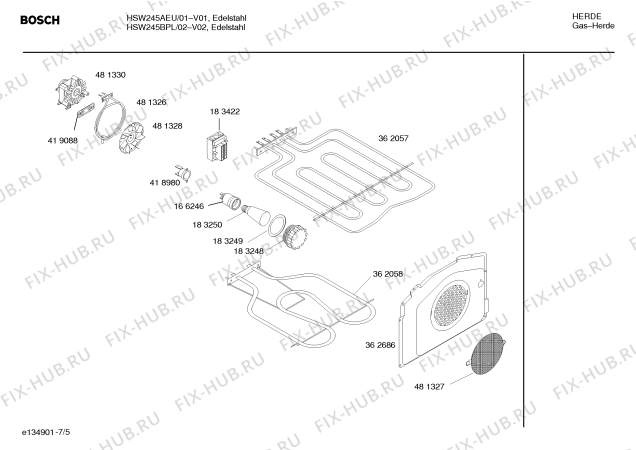 Схема №1 HSW245BPL Bosch с изображением Инструкция по установке и эксплуатации для духового шкафа Bosch 00585698