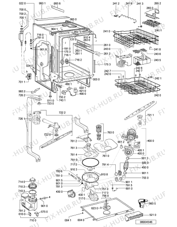 Взрыв-схема посудомоечной машины Whirlpool ADG 8733 WH -n.prod. - Схема узла