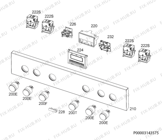 Взрыв-схема плиты (духовки) Electrolux EKC6690AOW - Схема узла Command panel 037