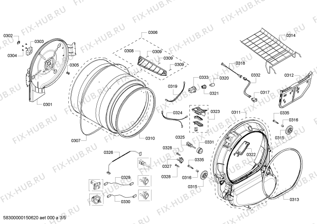 Схема №3 WTVC8330US 800 Series с изображением Комплект кнопок для электросушки Bosch 00618370