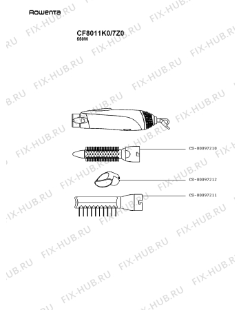 Схема №1 CF8012E0/7Z0 с изображением Насадка для электрофена Rowenta CS-00097211