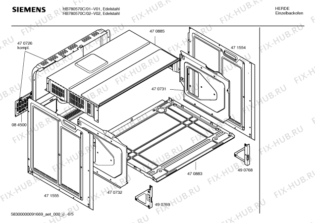 Схема №2 HB780570C с изображением Инструкция по эксплуатации для электропечи Siemens 00589734