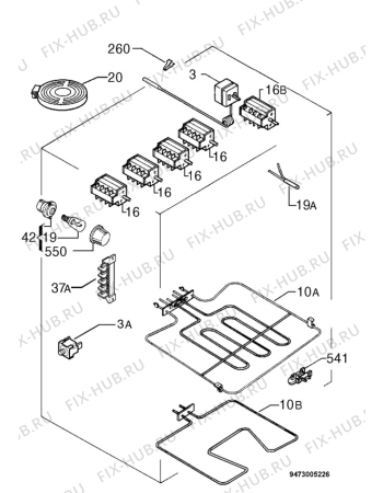 Взрыв-схема плиты (духовки) Zanussi ZCS6634W - Схема узла Electrical equipment 268