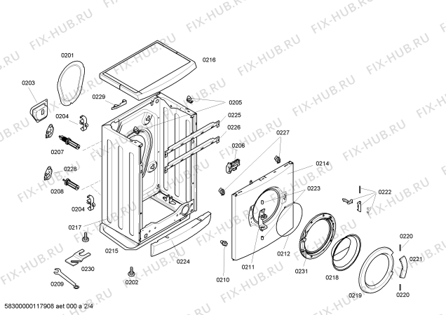 Схема №2 WLF16182CE Classixx 5 с изображением Корпус для стиральной машины Bosch 00246359