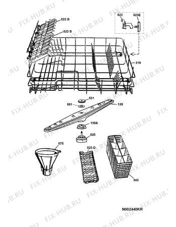 Взрыв-схема посудомоечной машины Dometic DW2440 - Схема узла Baskets, tubes 061