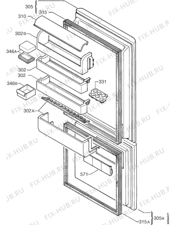 Взрыв-схема холодильника Zanussi ZFK22/10R - Схема узла Door 003