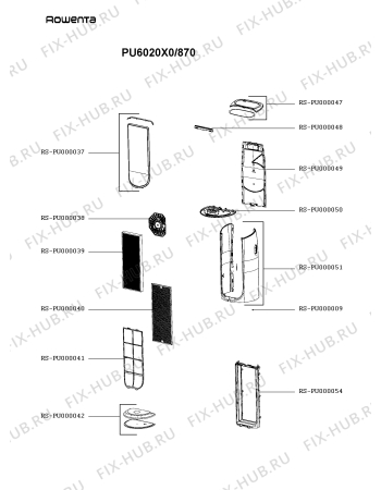 Схема №1 PU4020U2/870 с изображением Запчасть для электроувлажнителя воздуха Rowenta RS-PU000031