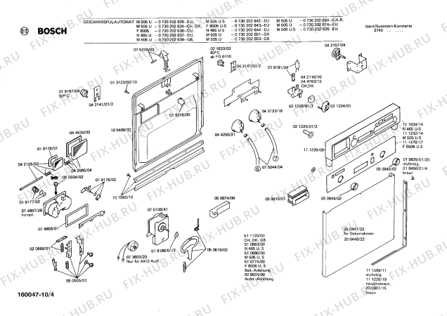 Схема №2 0730102648 N460-S с изображением Панель для посудомойки Bosch 00111633