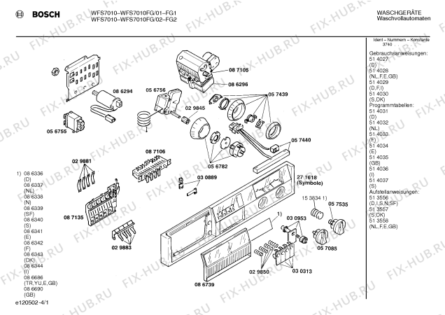 Схема №1 WFS7010FG WFS7010 с изображением Панель для стиралки Bosch 00271618