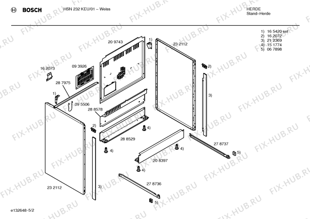 Взрыв-схема плиты (духовки) Bosch HSN232KEU - Схема узла 02