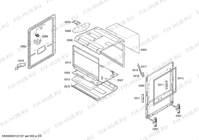 Взрыв-схема плиты (духовки) Bosch HSF13K31E9 BP 210 BCO GE 127V - Схема узла 03