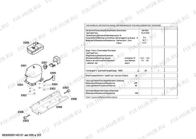 Взрыв-схема холодильника Bosch KGV39X47 - Схема узла 03