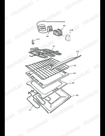 Взрыв-схема плиты (духовки) DELONGHI SEK 8541 - Схема узла 4