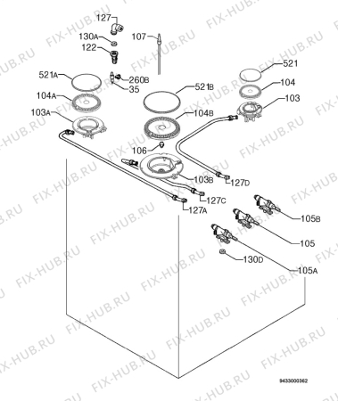 Взрыв-схема плиты (духовки) Electrolux EKM603501W - Схема узла Functional parts 267