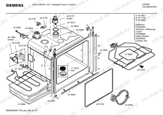 Схема №1 HB37L560 с изображением Инструкция по эксплуатации для плиты (духовки) Siemens 00597009
