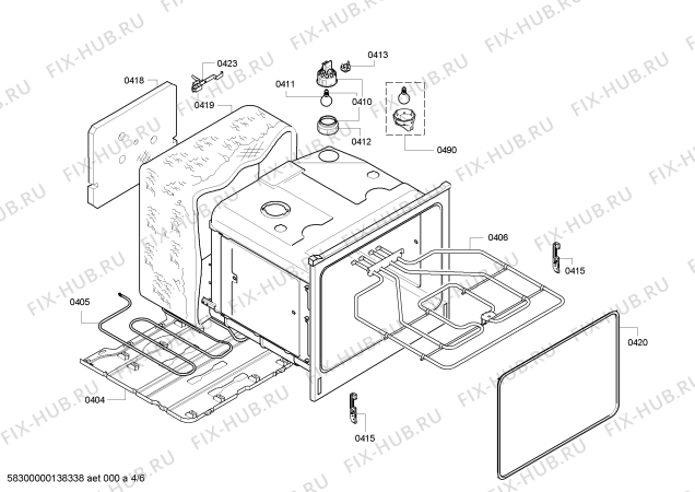 Взрыв-схема плиты (духовки) Constructa CH150250 - Схема узла 04