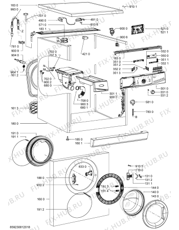 Схема №1 AWO 9566 GREEN с изображением Модуль (плата) для стиралки Whirlpool 481010526746