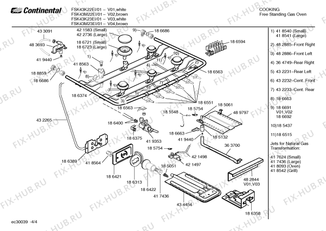 Взрыв-схема плиты (духовки) Continental FSK43K23EI CAPRI II BRCO GE 220V - Схема узла 04