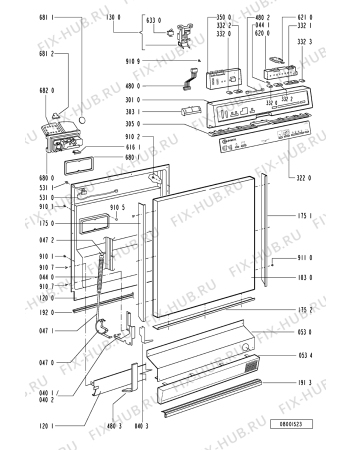 Схема №1 GSF 7496 TW-WS с изображением Панель для посудомоечной машины Whirlpool 481245319585