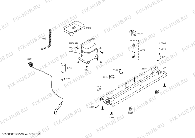 Взрыв-схема холодильника Bosch KDN42BL111 REF BOSCH ECO-TT423 IXL 220V/60HZ - Схема узла 03