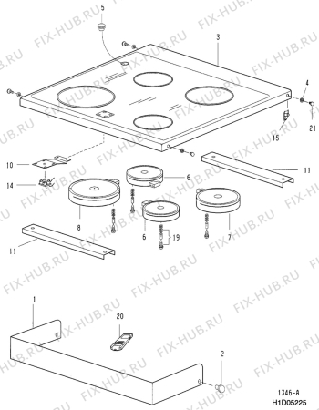 Взрыв-схема плиты (духовки) Zanussi Z635M - Схема узла H10 Hob